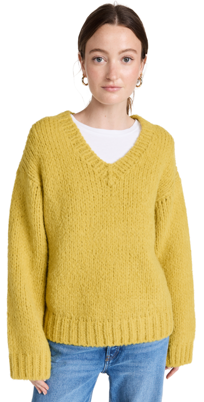 Re/done 50s V-neck Alpaca-blend Jumper In Gelb
