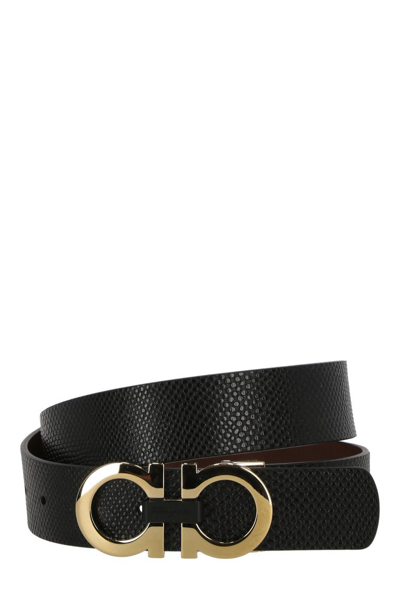 Ferragamo Salvatore  Gancini Buckle Belt In Black