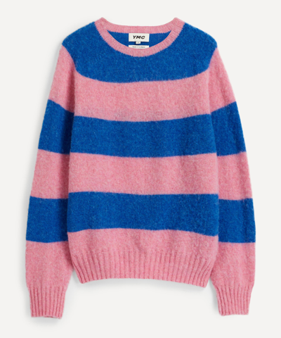 Ymc You Must Create Striped Suedehead Jumper In Ballerina / Bluetoon