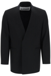 Jil Sander Collarless Wool Jacket In Black