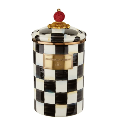 Mackenzie-childs Large Courtly Check Enamel Canister In Black