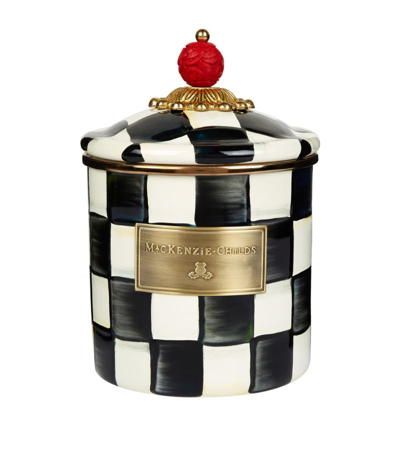 Mackenzie-childs Small Courtly Check Enamel Canister In Black