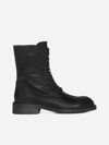 Ann Demeulemeester Leather Combat Boots In Black