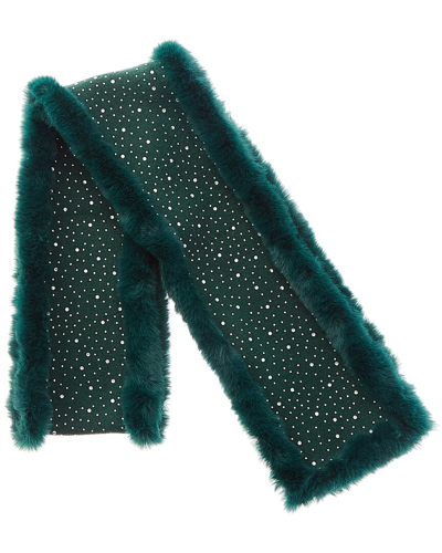 Adrienne Landau Rhinestone Wool-blend Scarf In Green