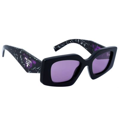 Prada Dark Violet Mirrored Silver Internal Irregular Ladies Sunglasses Pr 15ys 1ab07q 51 In Black / Dark / Silver / Violet
