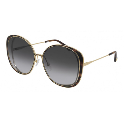 Chloé Grey Gradient Cat Eye Ladies Sunglasses Ch0036s 001 63 In Gold / Grey