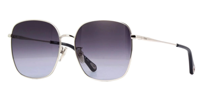 Chloé Grey Square Ladies Sunglasses Ch0076sk 003 58 In Grey / Silver
