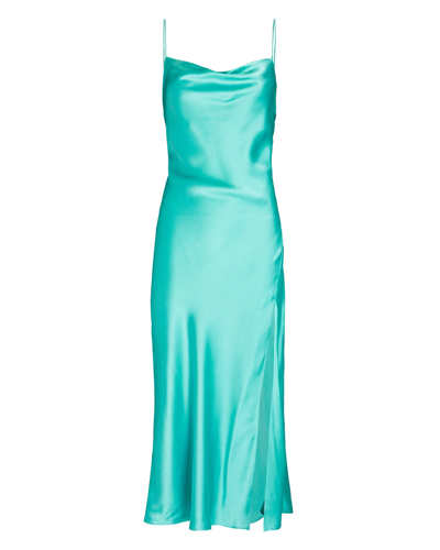 Intermix Rachael Silk Cowl Neck Midi Dress In Green | ModeSens