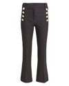 Derek Lam 10 Crosby Robertson Cropped Flare Trousers With Sailor Buttons In Black