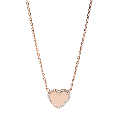 Fossil Women's Rose Gold-tone Pendant Necklace In Pink