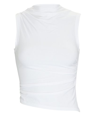 The Line By K Selma Cowl-neck Loose-fit Stretch-jersey Top In White