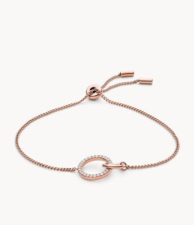 Fossil Women's Rose Gold Stainless Steel Chain Bracelet In Black