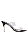 Manolo Blahnik Scolto Clear Two-band Slide Sandals In Black