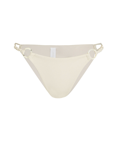 Jonathan Simkhai Athena Macramé-trimmed Bikini Bottom In Ivory