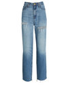 Triarchy Lone Ranger Two-toned Cropped Wide-leg Jeans In Blue