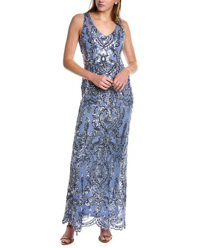 Adrianna Papell Sequin Gown In Blue