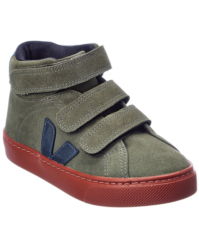 Veja Babies'  Small Esplar Mid Suede Sneaker In Green