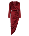 Veronica Beard Camera Ruched High-low Midi Dress In Red