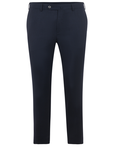 Pt01 Trousers In Stretch Wool Blend In Blu Scuro