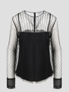 Red Valentino Sheer-panelled Tulle Blouse In Black