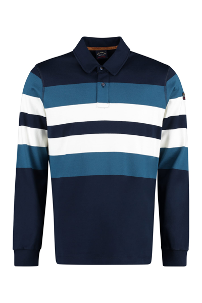 Paul&amp;shark Striped Cotton Polo Shirt In Blue