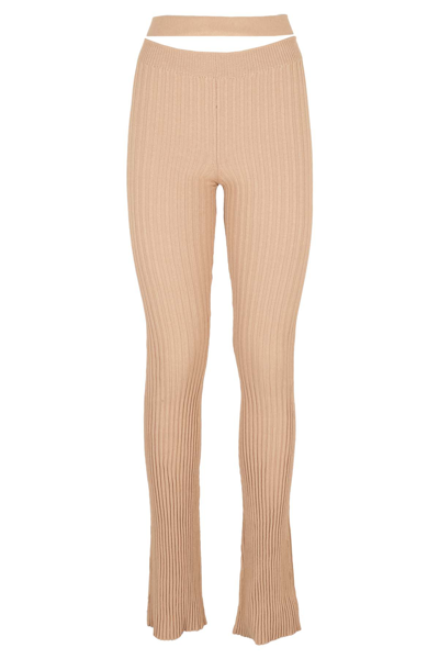 Andreädamo Ribbed Knit Flare Cut Out In Pink
