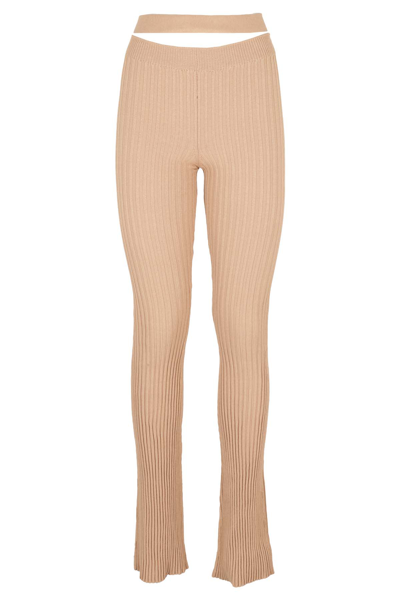 Andreädamo Ribbed Knit Flare Cut Out In Nude