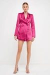 Endless Rose Satin Blazer Romper In Pink