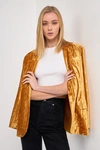 Endless Rose Oversized Velvet Blazer In Gold
