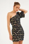 Endless Rose One Shoulder Sequin Mini Dress In Black