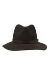 Bruno Magli Leather-trim Wool Felt Fedora In Brown