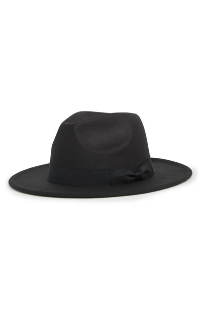 Melrose And Market Faux Felt Bow Trim Panama Hat In Black