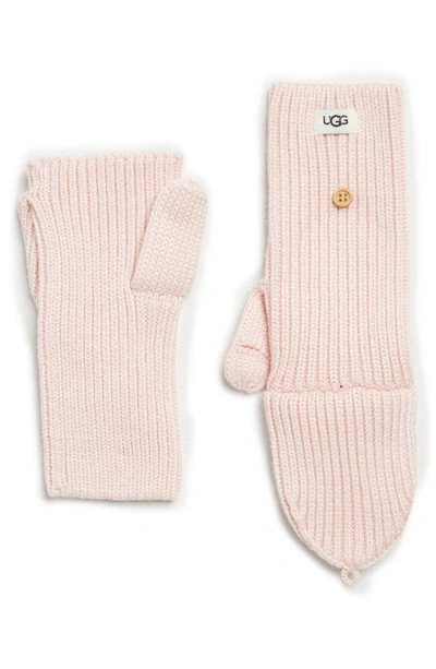 Ugg Cozy Ribbed Knit Flip Mittens In Light Pink