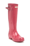 Hunter Original High Gloss Waterproof Boot In Glenmore Rose