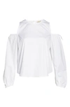 Open Edit Cold Shoulder Cotton Poplin Shirt In White