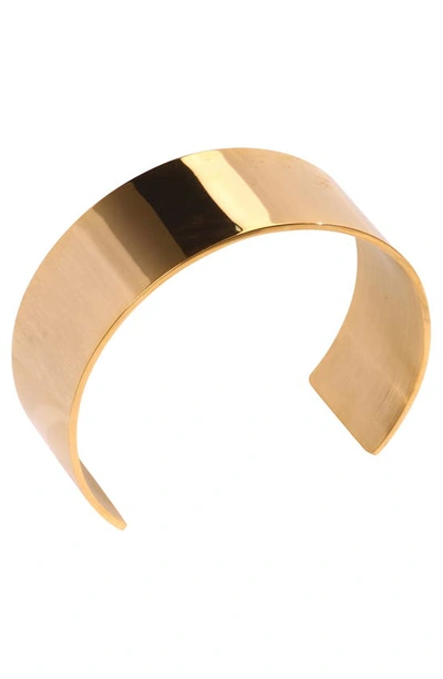 Adornia 14k Gold Plated Wide Cuff Bracelet In Yellow