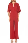 Alexia Admor Rylee Flutter Sleeve Jumpsuit In Brown