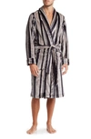 Nordstrom Rack Patterned Plush Robe In Black Rock Melissa Stripe