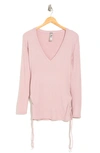 Go Couture V-neck Dolman Sleeve Double Lace-up T-shirt In Pale Rosette