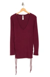 Go Couture V-neck Dolman Sleeve Double Lace-up T-shirt In Rhodonite