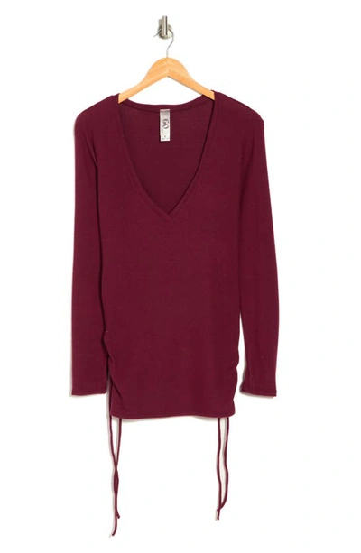 Go Couture V-neck Dolman Sleeve Double Lace-up T-shirt In Rhodonite
