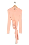 Go Couture Wrap Front Top In Pale Rosette