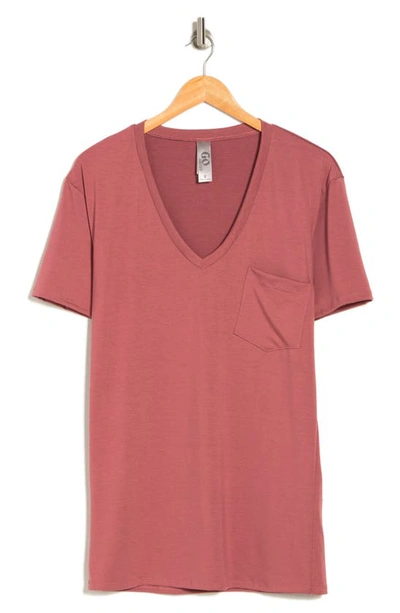 Go Couture Deep V-neck Boyfriend Tee In Dahlia