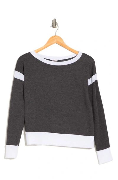 Go Couture Spring Varsity Long Sleeve Tee In Charcoal