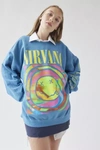 Urban Outfitters Nirvana Smile Overdyed Sweatshirt In Turquoise