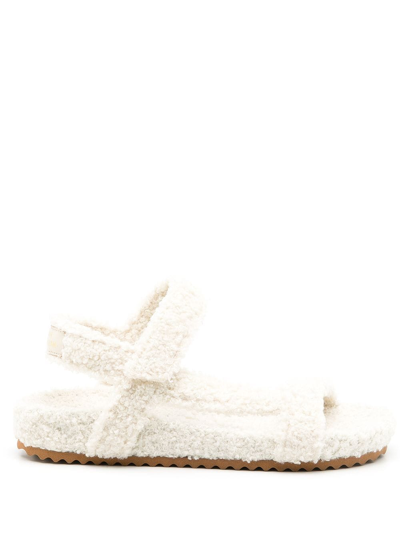 Sarah Chofakian Fluffy Touch-strap Sandals In White
