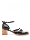 SARAH CHOFAKIAN ROUND-TOE LEATHER SANDALS