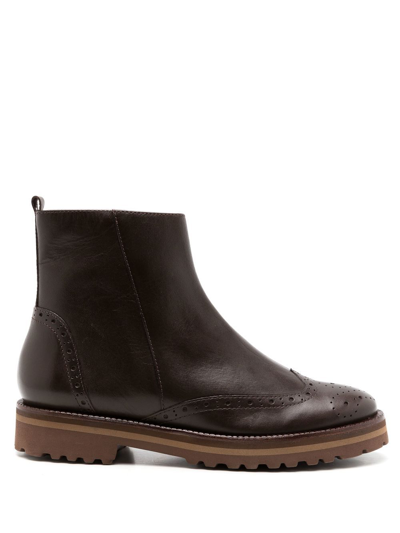 Sarah Chofakian Express Brogue Ankle Boots In Brown