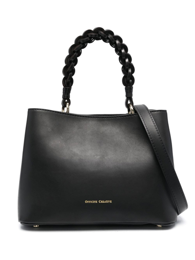 Officine Creative Logo-detail Leather Tote Bag In Black
