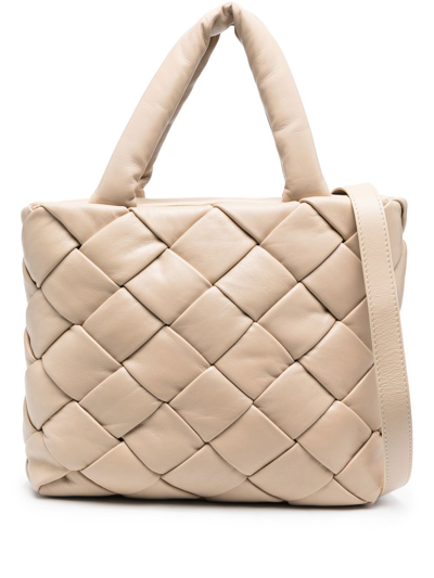 Officine Creative Quilted Leather Tote Bag In Neutrals